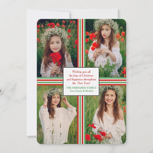 Tarjeta de vacaciones de fotos Cinta de navidades  (Anverso)