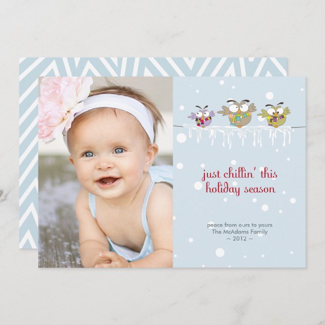 Tarjeta de vacaciones de fotos de búhos chillin (Anverso / Reverso)