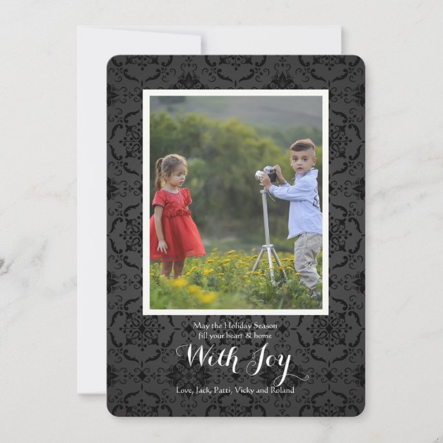 Tarjeta de vacaciones de fotos de Damask de median (Anverso)