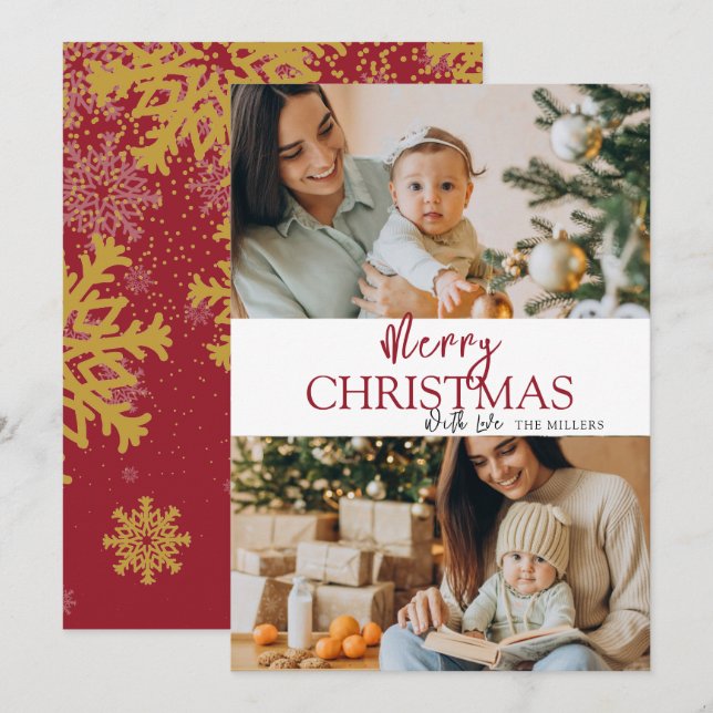 Tarjeta de vacaciones de fotos de Feliz Navidad 2 (Anverso / Reverso)