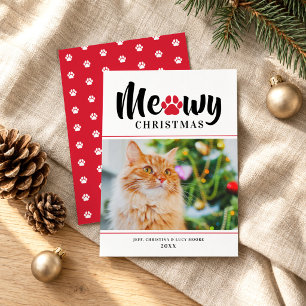 Tarjeta de vacaciones de fotos de gato rojo modern
