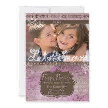 Tarjeta de vacaciones de fotos de lavanda y copos 