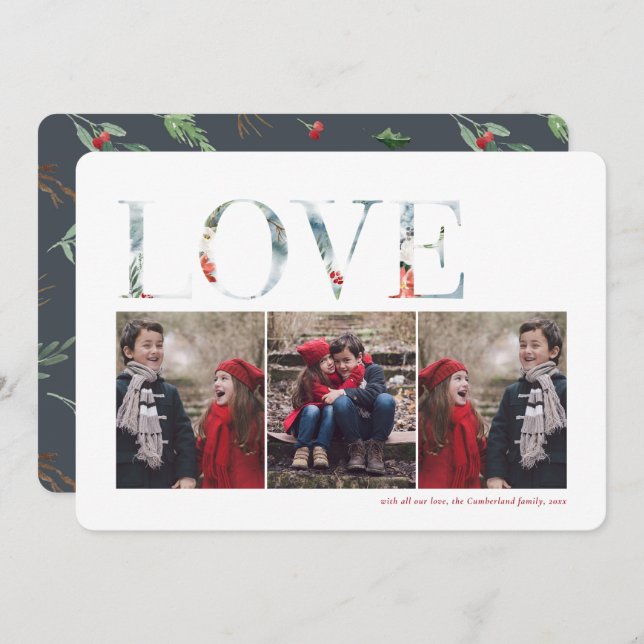 Tarjeta de vacaciones de fotos de Navidades de inv (Anverso / Reverso)