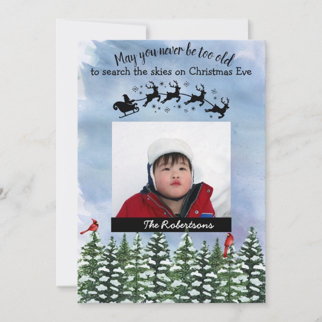 Tarjeta de vacaciones de fotos de navidades Eve Wa (Anverso)