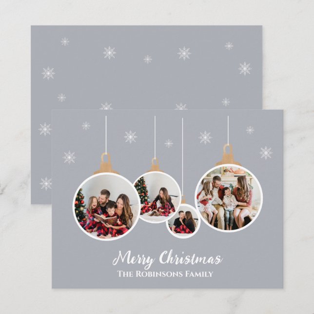 Tarjeta de vacaciones de fotos de Navidades famili (Anverso / Reverso)