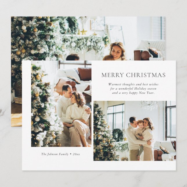 Tarjeta de vacaciones de fotos de Navidades modern (Anverso / Reverso)