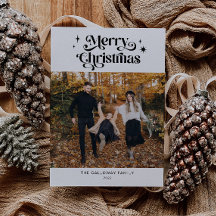 Tarjeta de vacaciones de fotos de Navidades retro