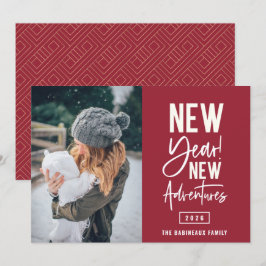 Tarjeta de vacaciones de fotos de New Year New Adv