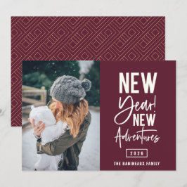 Tarjeta de vacaciones de fotos de New Year New Adv