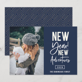 Tarjeta de vacaciones de fotos de New Year New Adv