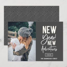 Tarjeta de vacaciones de fotos de New Year New Adv