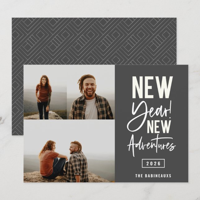 Tarjeta de vacaciones de fotos de New Year New Adv (Anverso / Reverso)