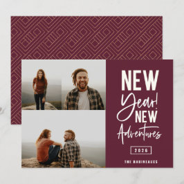 Tarjeta de vacaciones de fotos de New Year New Adv