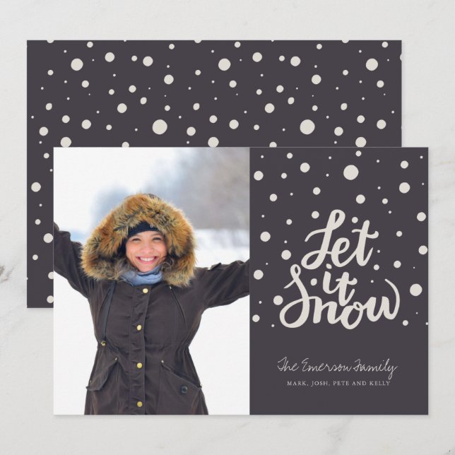 Tarjeta de vacaciones de fotos de nieve para permi (Anverso / Reverso)