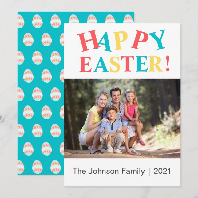 Tarjeta de vacaciones de fotos de pascua feliz de  (Anverso / Reverso)