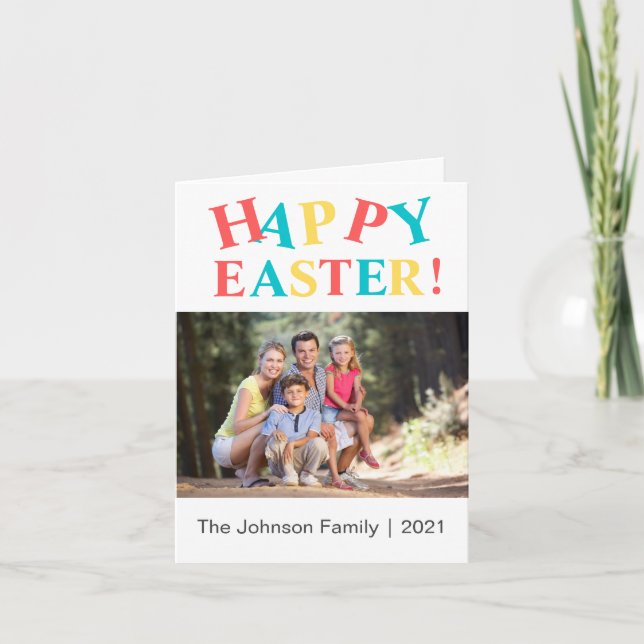 Tarjeta de vacaciones de fotos de pascua feliz de  (Anverso)