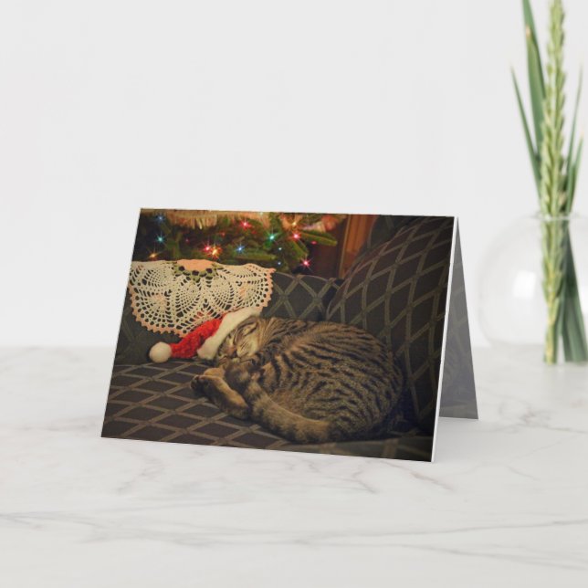 Tarjeta de vacaciones de gatito gatito Sleeping Sa (Anverso)