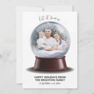Tarjeta de vacaciones de Globe de nieve deja que n