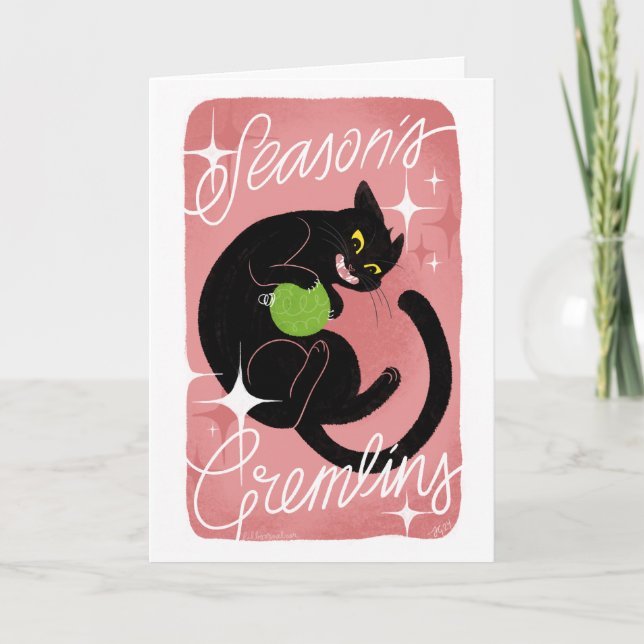 Tarjeta de vacaciones de gremlins de temporada (Anverso)