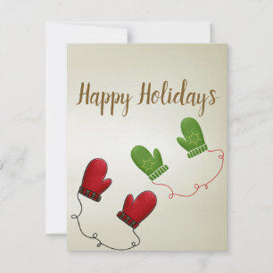Tarjeta de vacaciones de guantes para Navidades de