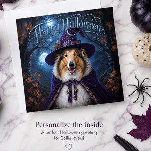 Tarjeta de vacaciones de Halloween de Collie embru