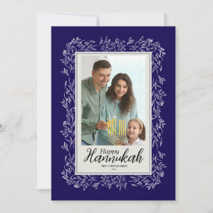 Tarjeta de vacaciones de Hannukah con foto simple 