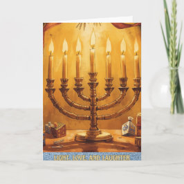 Tarjeta de vacaciones de Hanukkah Feliz Amor Risa 