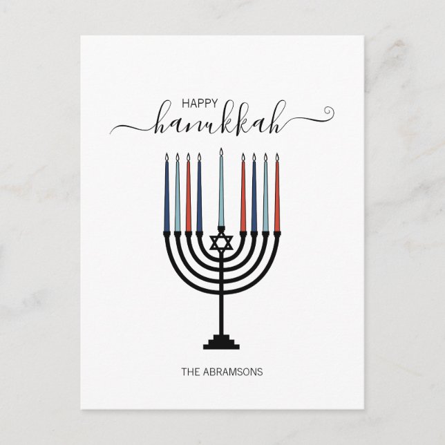 Tarjeta de vacaciones de Hanukkah Menorah (Anverso)