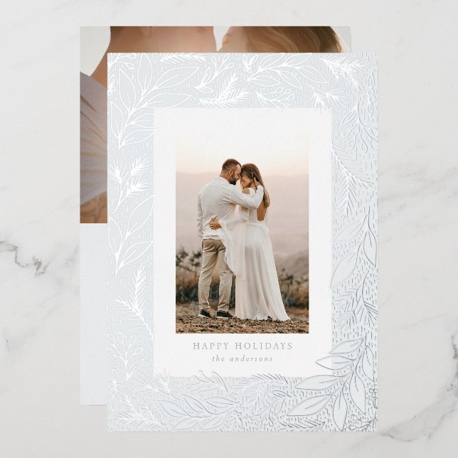 Tarjeta de vacaciones de hoja de metal botánica co (Anverso/Reverso)