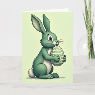 Tarjeta de vacaciones de huevo de conejo verde