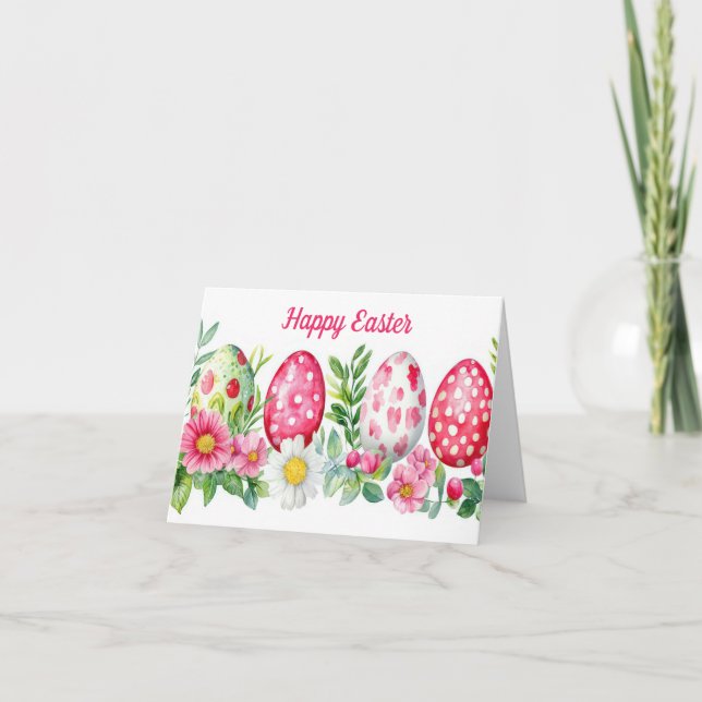Tarjeta de vacaciones de huevo de pascua floral de (Anverso)