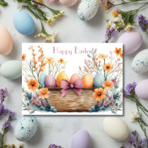 Tarjeta de vacaciones de huevo de pascua floral de