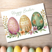 Tarjeta de vacaciones de huevo de pascua floral de