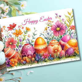 Tarjeta de vacaciones de huevo de pascua floral de