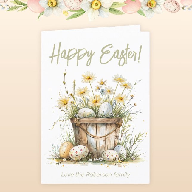 Tarjeta de vacaciones de huevos de Pascua con flor (Subido por el creador)
