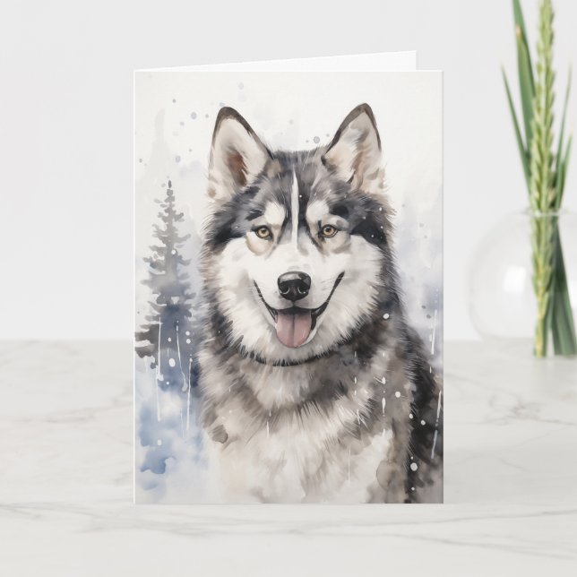 Tarjeta de vacaciones de Husky (Anverso)