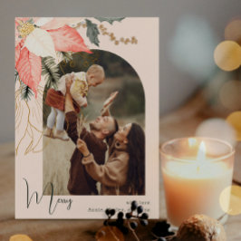 Tarjeta de vacaciones de invierno Floral Pink Merr