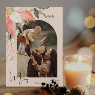 Tarjeta de vacaciones de invierno Floral Pink Merr