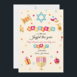 Tarjeta de vacaciones de Invitación de embarazo de<br><div class="desc">Una encantadora tarjeta de invitación de embarazo Hanukkah con todos los elementos de Hanukkah, sus deseos de vacaciones, y grandes noticias! (Vector de diseño creado por freepik - www.freepik.com). La tarjeta es fácil de personalizar con sus opciones de texto, fuente, color de fuente y forma de papel.¿No es exactamente lo...</div>