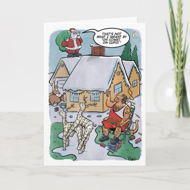 Tarjeta de vacaciones de juegos de renos (Anverso)
