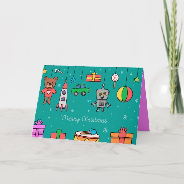 Tarjeta de vacaciones de juguetes para Navidades d (Anverso)