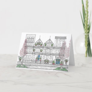 Tarjeta de vacaciones de la ciudad original dibuja