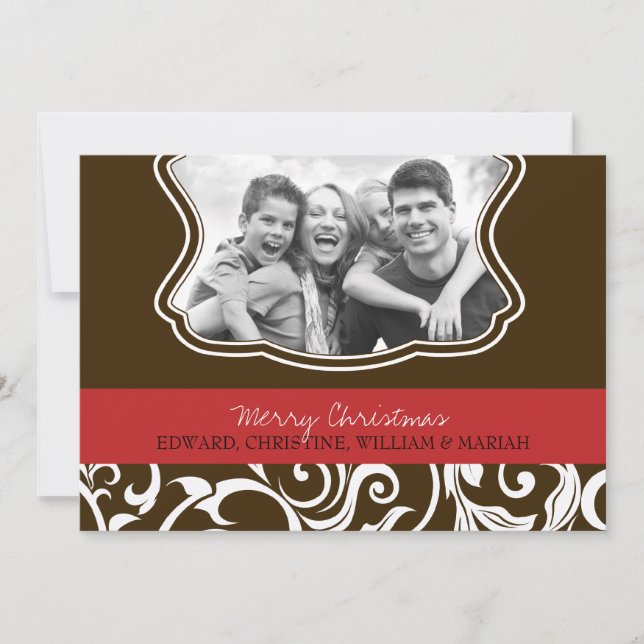 Tarjeta de vacaciones de la familia Damask Merry C (Anverso)