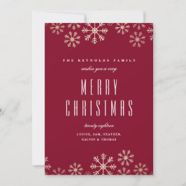 Tarjeta de vacaciones de la familia de copos de ni