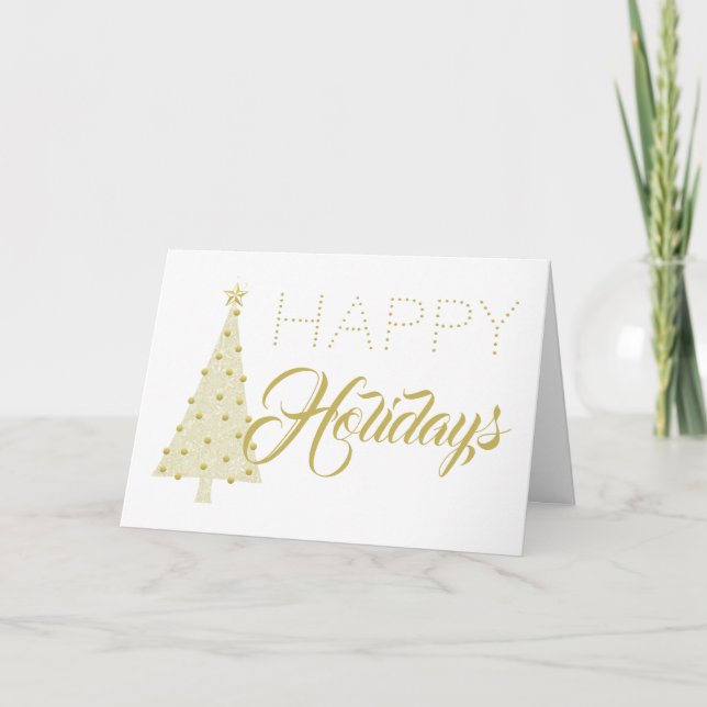 Tarjeta de vacaciones de la familia Gold Christmas (Anverso)