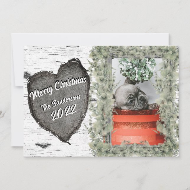 Tarjeta de vacaciones de la familia Rustic Bark Wo (Anverso)