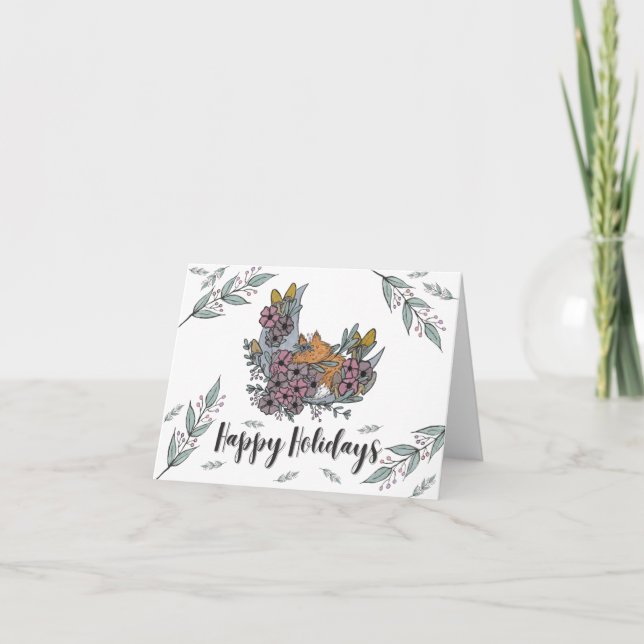 Tarjeta de vacaciones de la luna floral de Woodlan (Anverso)