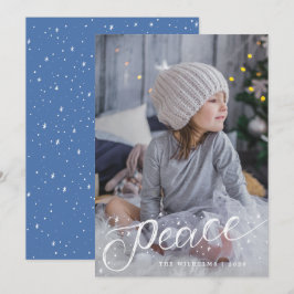 tarjeta de vacaciones de la paz de la nieve brilla