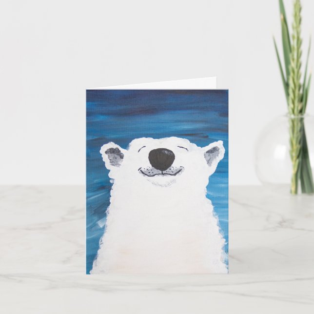 Tarjeta de vacaciones de la sonrisa del oso polar (Anverso)