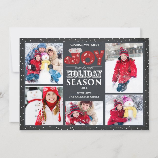 Tarjeta de vacaciones de la tipografía joy 5 Navid (Anverso)